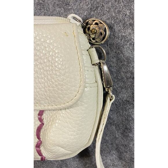 Brighton Purse Small White Leather Multicolor Leather Stitching Crossbody - Picture 4 of 13